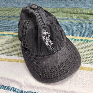 acid wash black floral embroidered dad hat